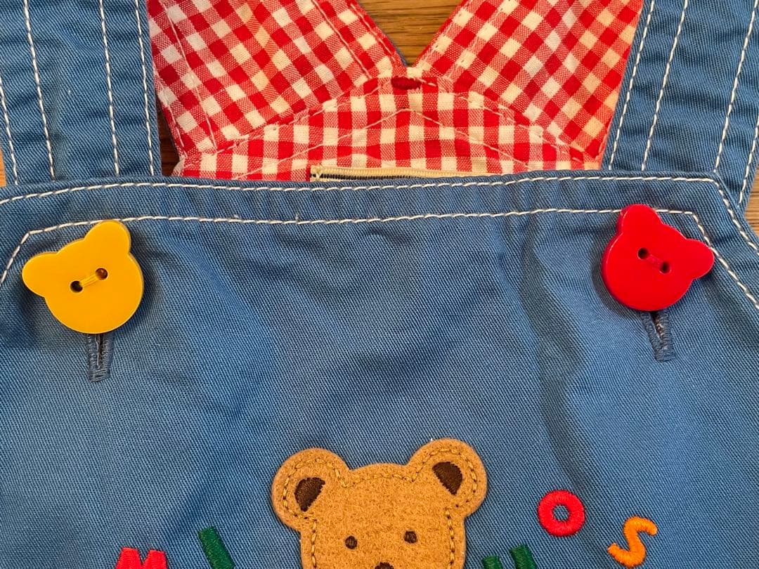 miki HOUSE 動物刺繍 オーバーオール M