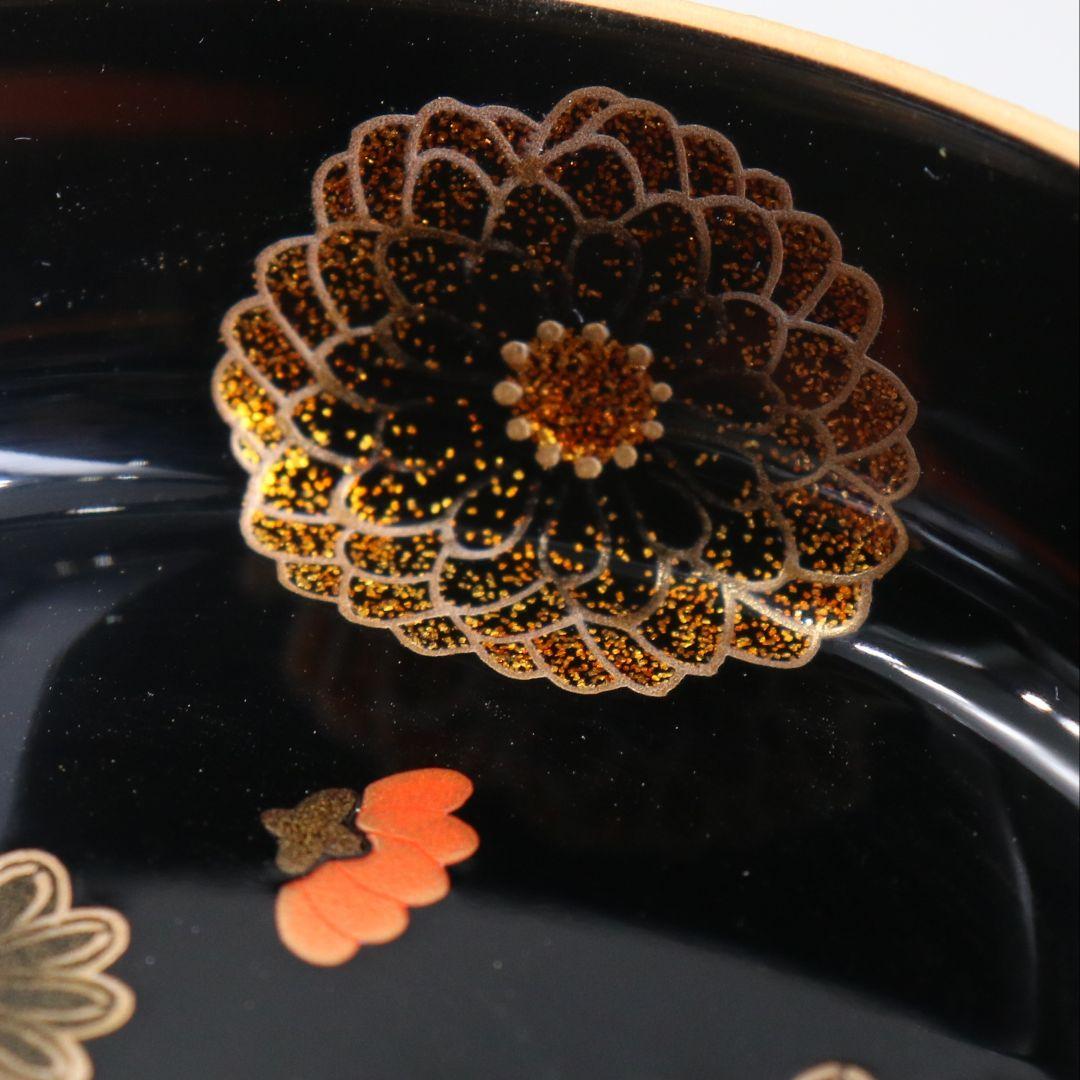 古川治樹作 乾漆 菊蒔絵 大棗 花蒔絵 茶道具 共箱　V948　N8