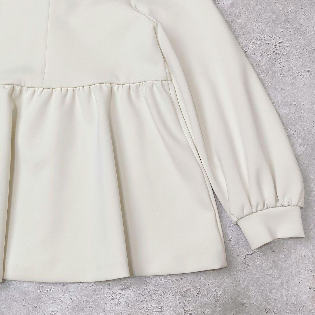 UNITED ARROWS SPONGY パールモチーフペプラムブラウス　38