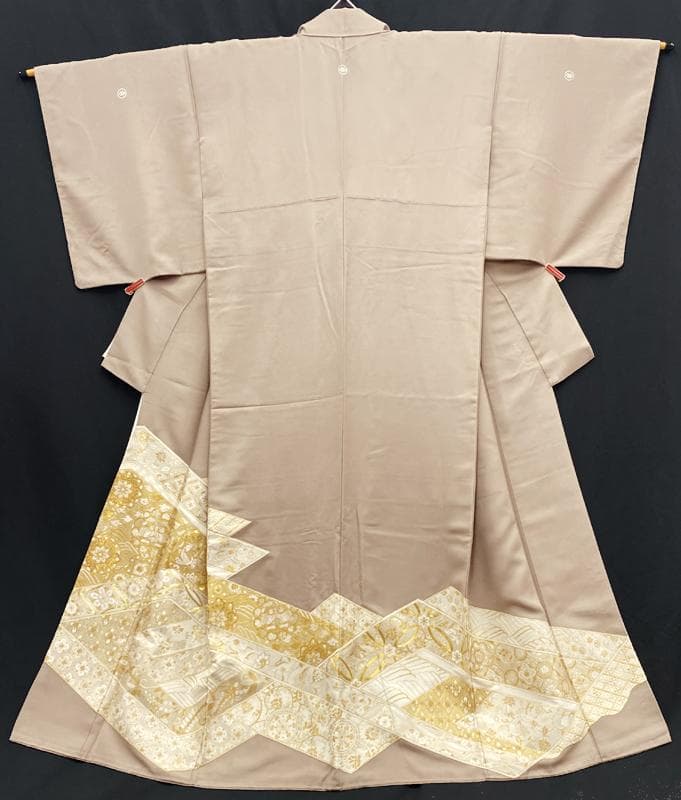 511mo3●色留袖 豪華総刺繍 向かい鳳凰 有職文様 金銀糸 三つ紋 比翼付●