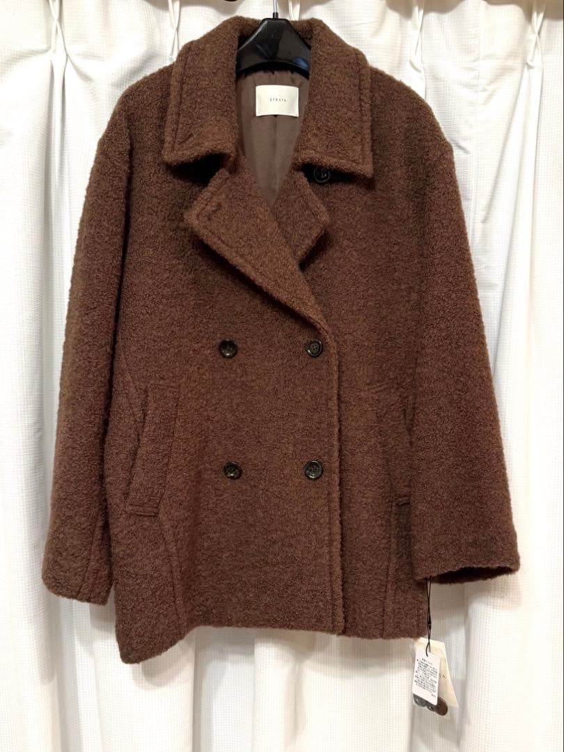 【新品】STRATA (COHINA)ウールループダブルコート ブラウン