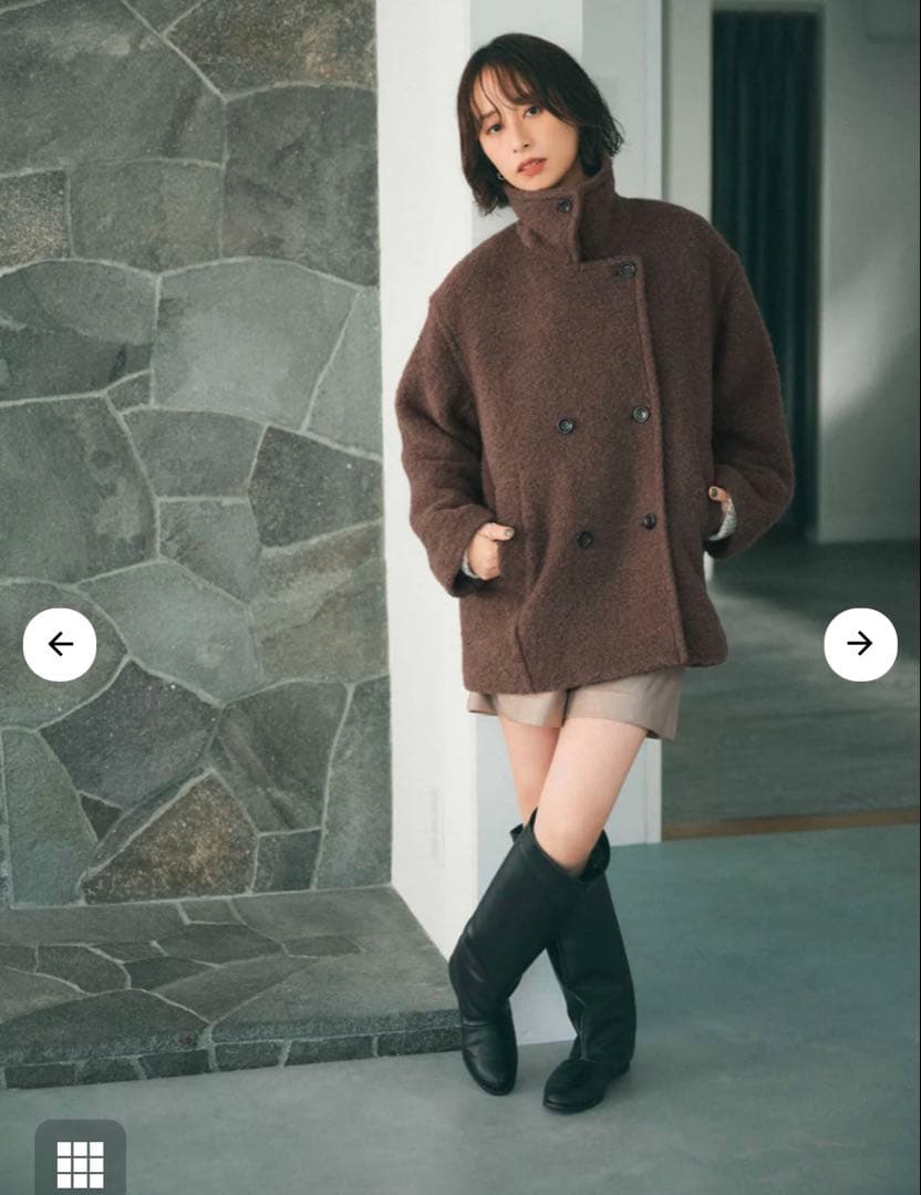 【新品】STRATA (COHINA)ウールループダブルコート ブラウン