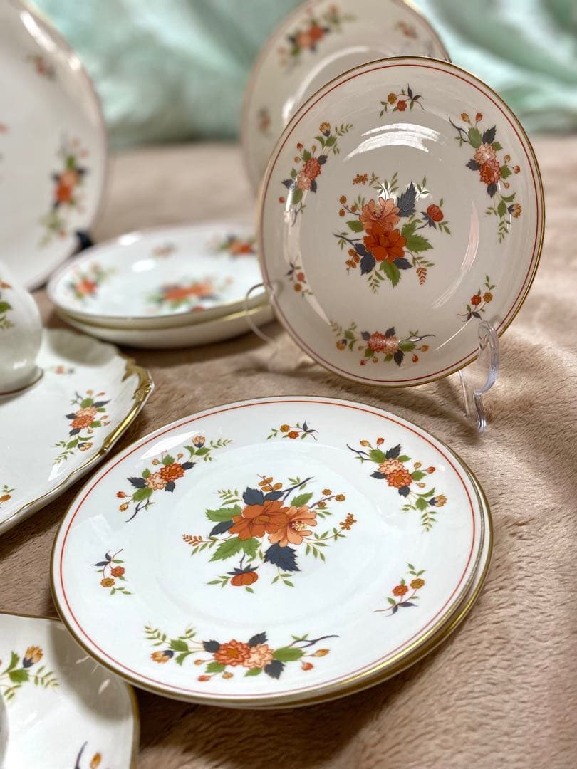 ナルミ　ミカサ　大皿　レトロ　カップアンドソーサー　セット　花柄