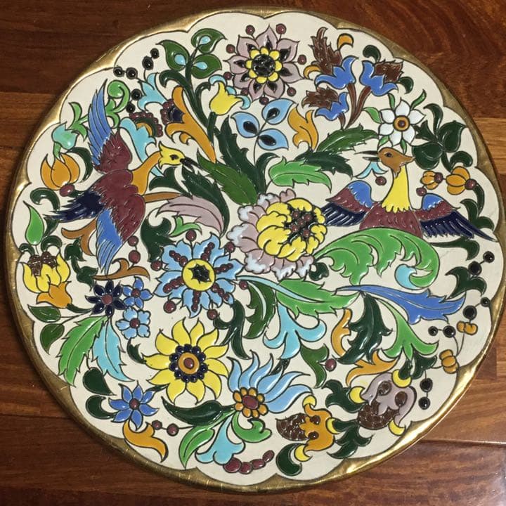 骨董品　直筆サイン入りプレート　置き台付き