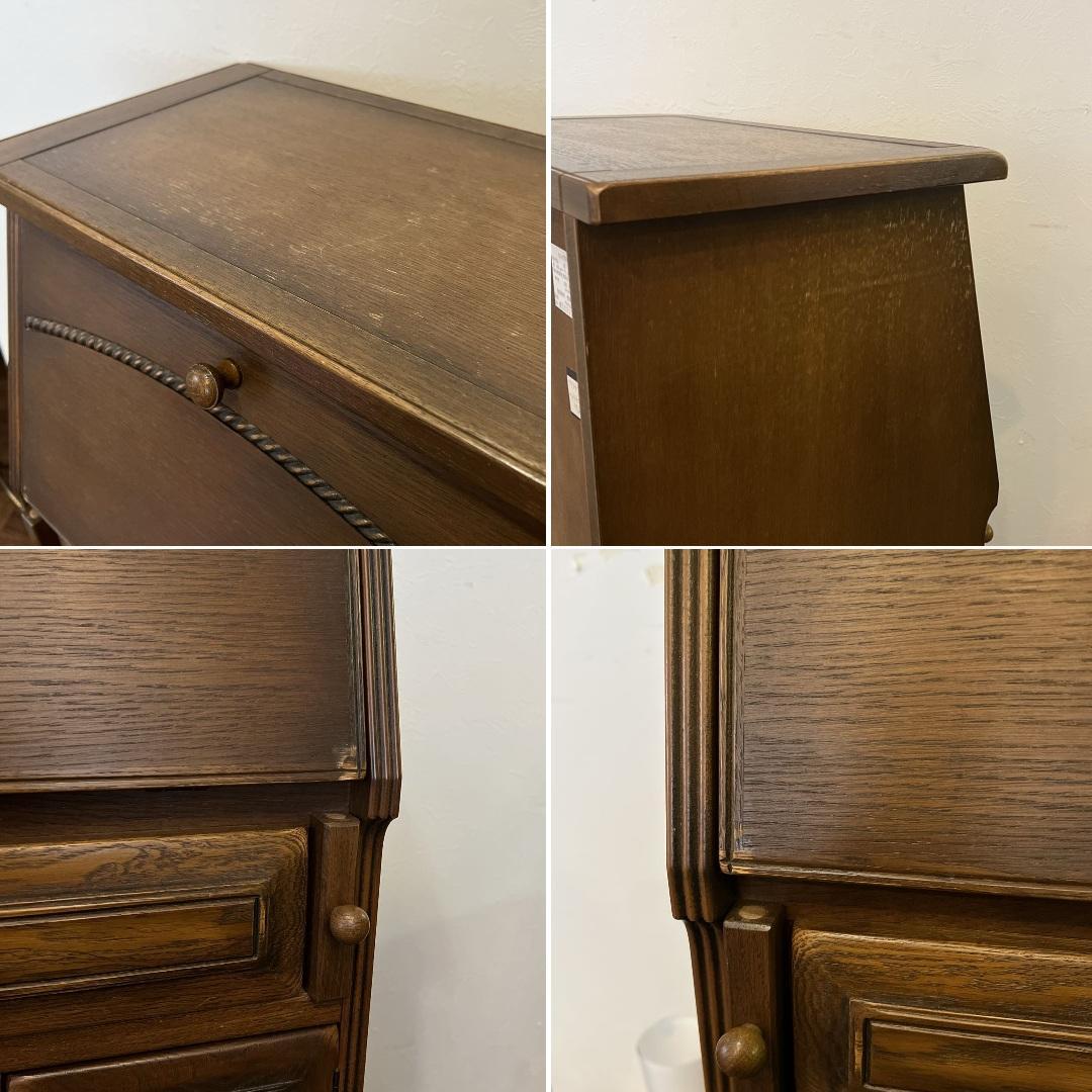 k192r124 国産家具 ライティングチェスト ビューロー 天然木 コンパクト