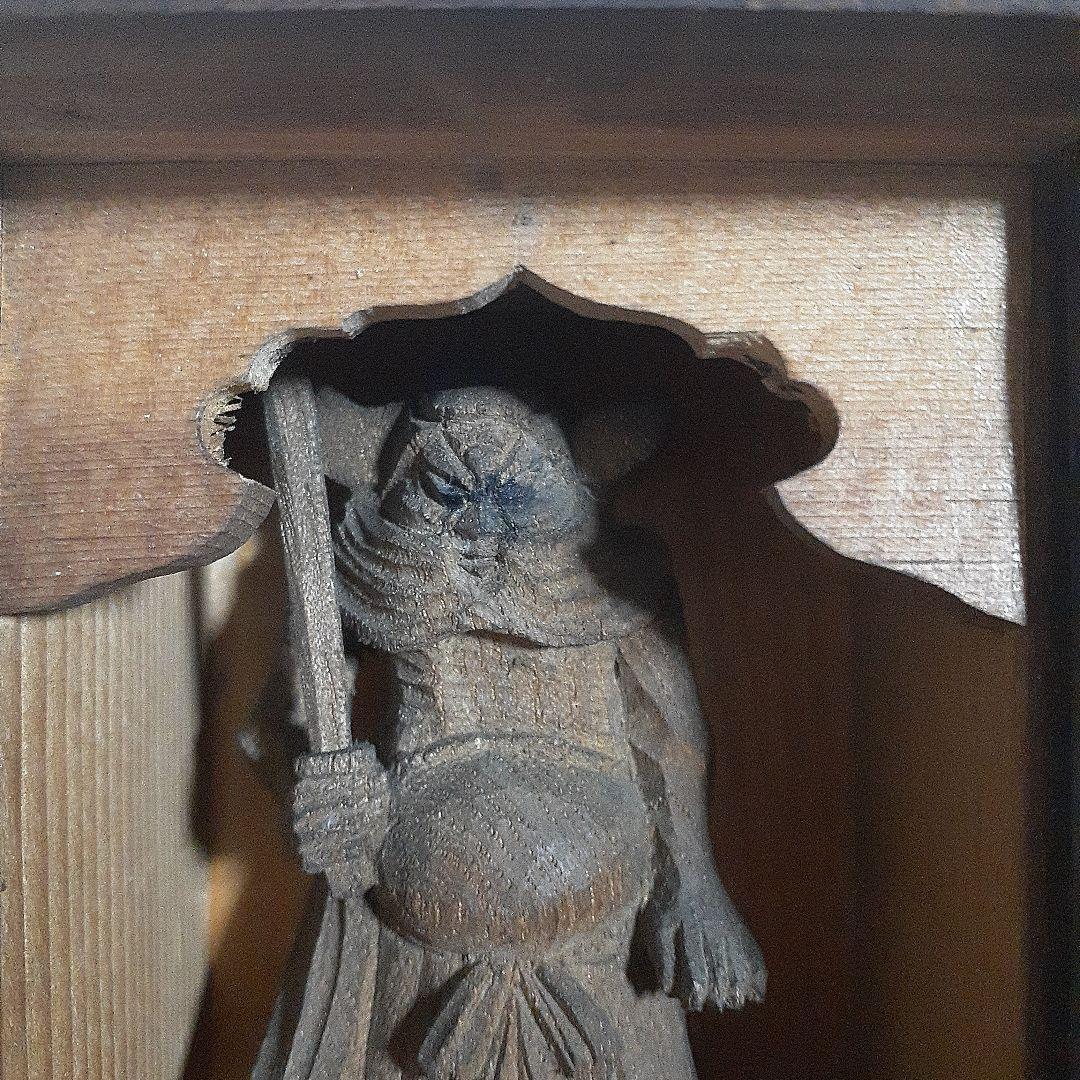 レア　江戸期　帝釈天　立像　厨子　仏像