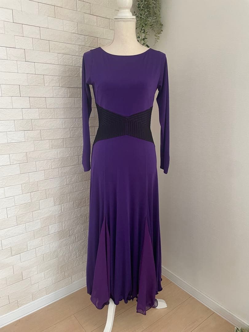 Sanline 社交ダンスワンピース　size11号 紫色 長袖