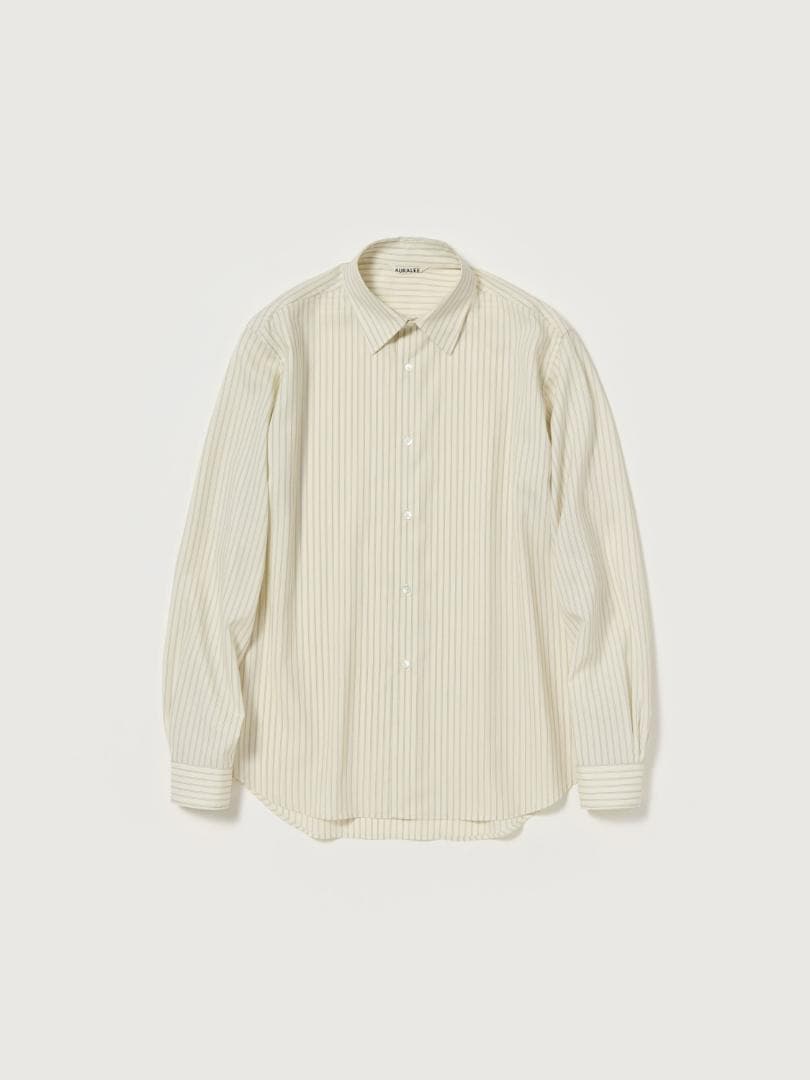 トップス AURALEE SUPER FINE WOOL STRIPE SHIRT 0