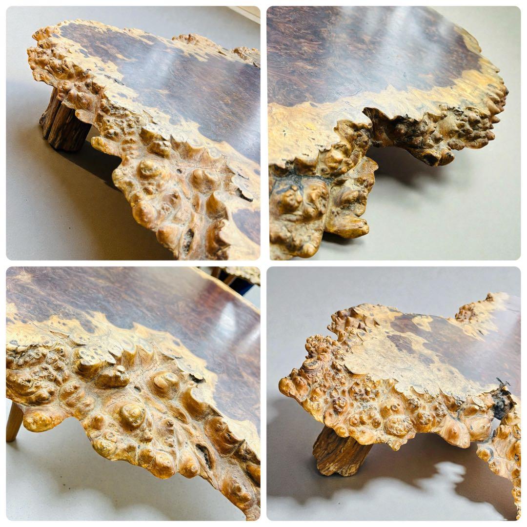 【超特価品】高級 花梨 瘤杢 座卓 一枚板 天然木 艶消し ローテーブル