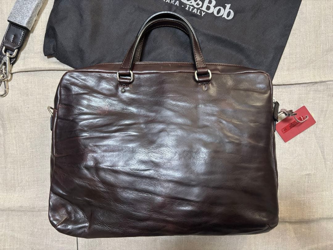 Daniel & Bob ブラックレザー ビジネスバッグ　ブラウン