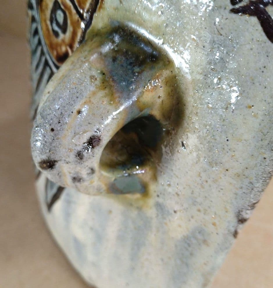 傑作【本物保証】金城次郎 魚紋抱瓶 共箱 栞 ｗ27㎝超 壷屋焼 人間国宝 美品