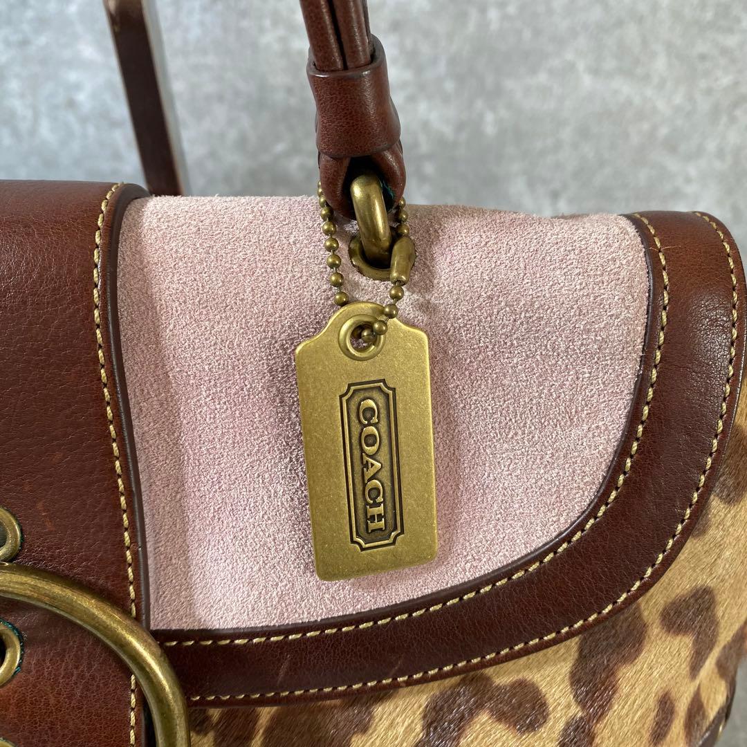 極美品　COACH ソーホー トート　ワンショルダーバッグ レオパード　ハラコ
