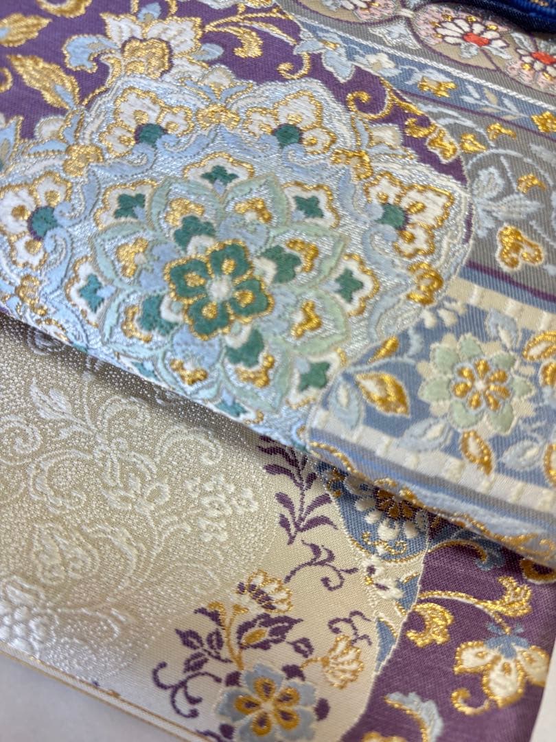 六通柄袋帯 唐織 正倉院文様 金糸 正絹