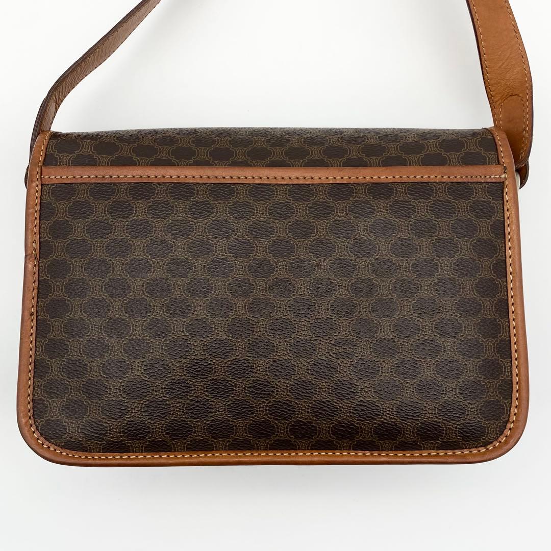 CELINE ショルダーバッグ　ガンチーニ　マカダム柄　PVC×レザー　ブラウン