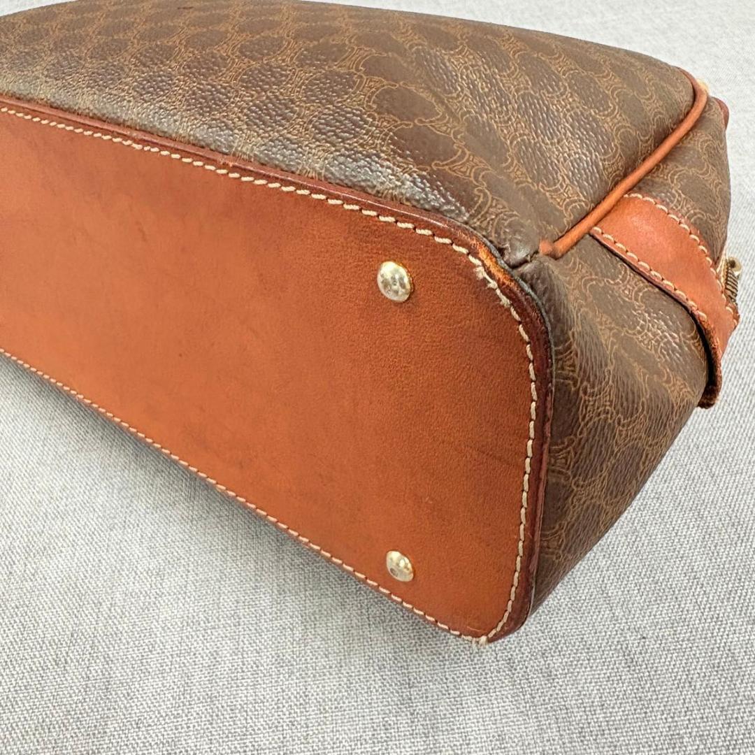 美品CELINE セリーヌ マカダム トリオンフ ハンドバッグ ブラウン PVC