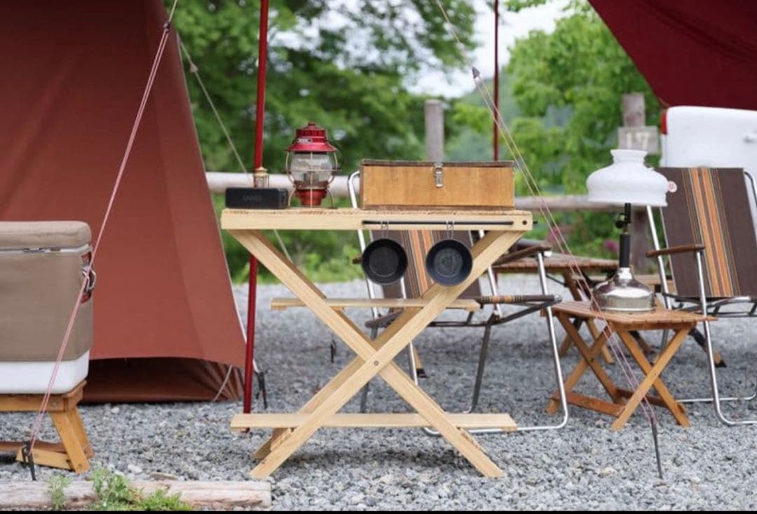 VALVE アウトドア 木製折りたたみテーブル 収納バッグ付