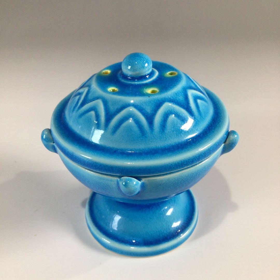 Ｐ４４２　七種蓋置　『鳴滝窯　橋本城岳造』『交趾釉』　共箱　茶道具