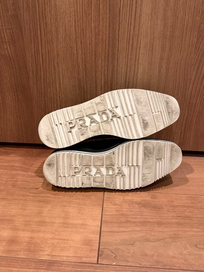PRADA プラダ ローファー スリッポン 革靴 ウィングチップ 黒 35