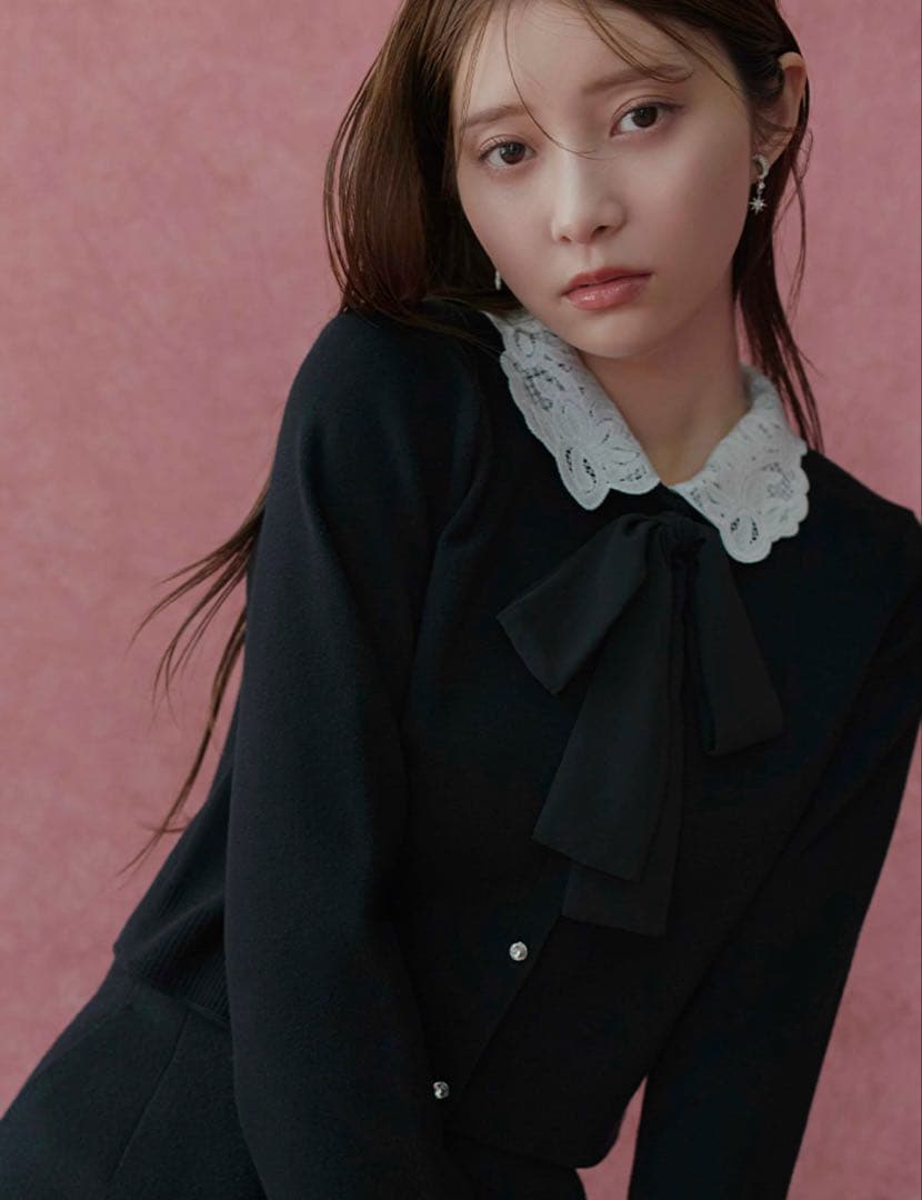 CELFORD デタッチャブルレースカラーカーディガン