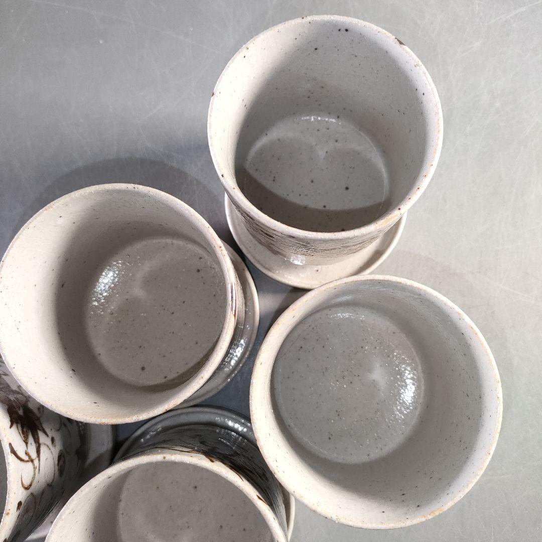 A1377-6/加藤幸兵衛窯/志野織部唐草文蒸碗5客/共箱/煮物椀/懐石道具/