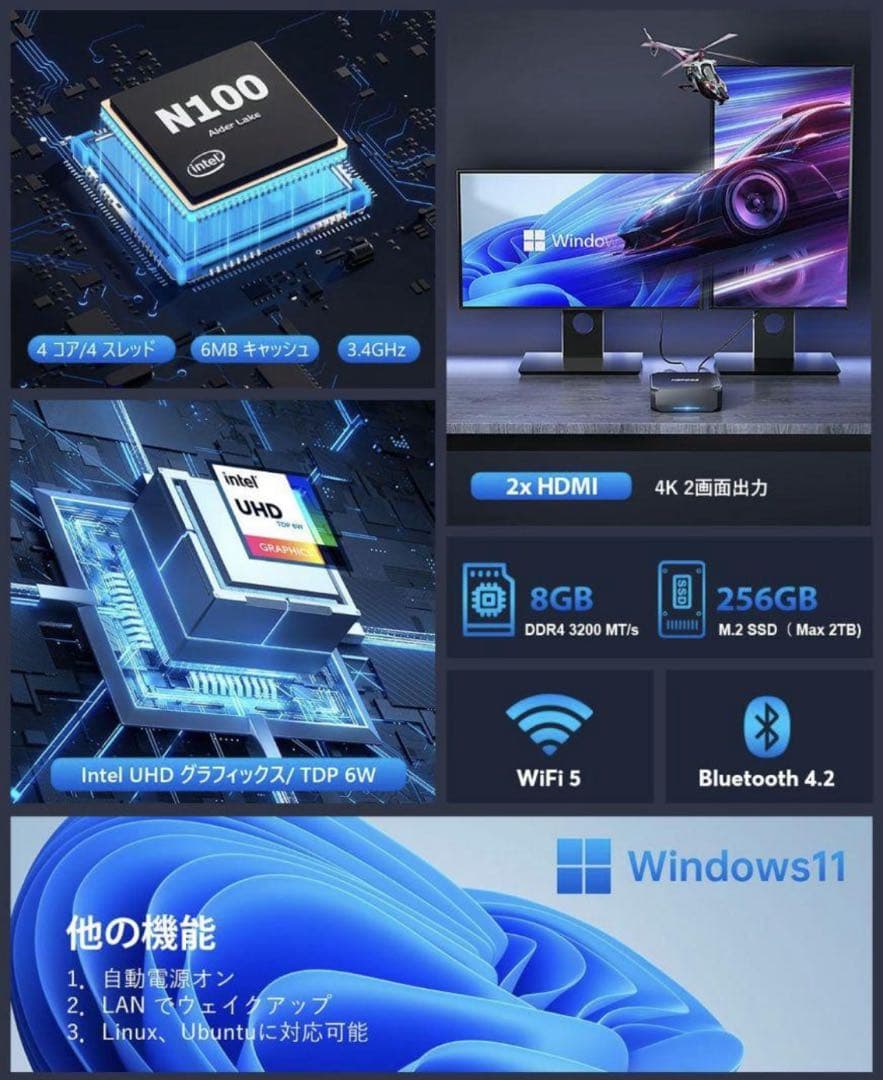 I*e様 NiPoGi AK2PLUS ミニPC 8GB 256GB N100