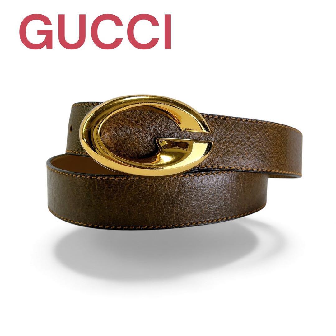 GUCCI グッチ ベルト ゴールド金具 メンズ レザー カジュアル