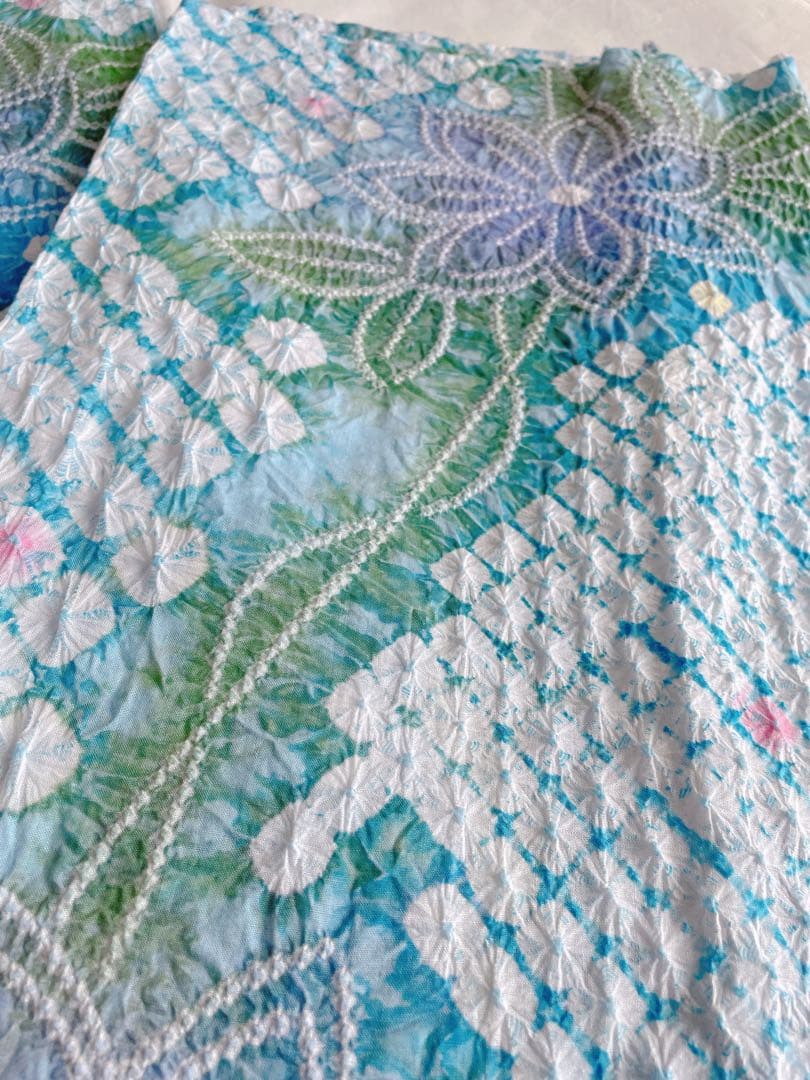 SALE価格❣️美品✨ 有松絞り 有松鳴海絞り 花模様 浴衣 紫陽花カラー