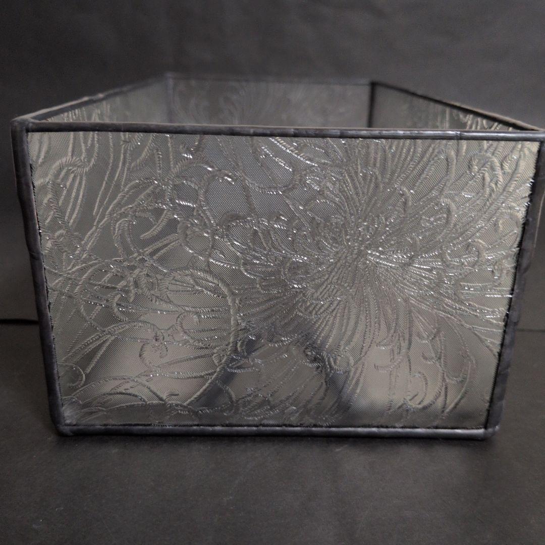 菊模様　レア　希少　ペーパータオルケース　ティッシュケース　昭和型板ガラス　昭和