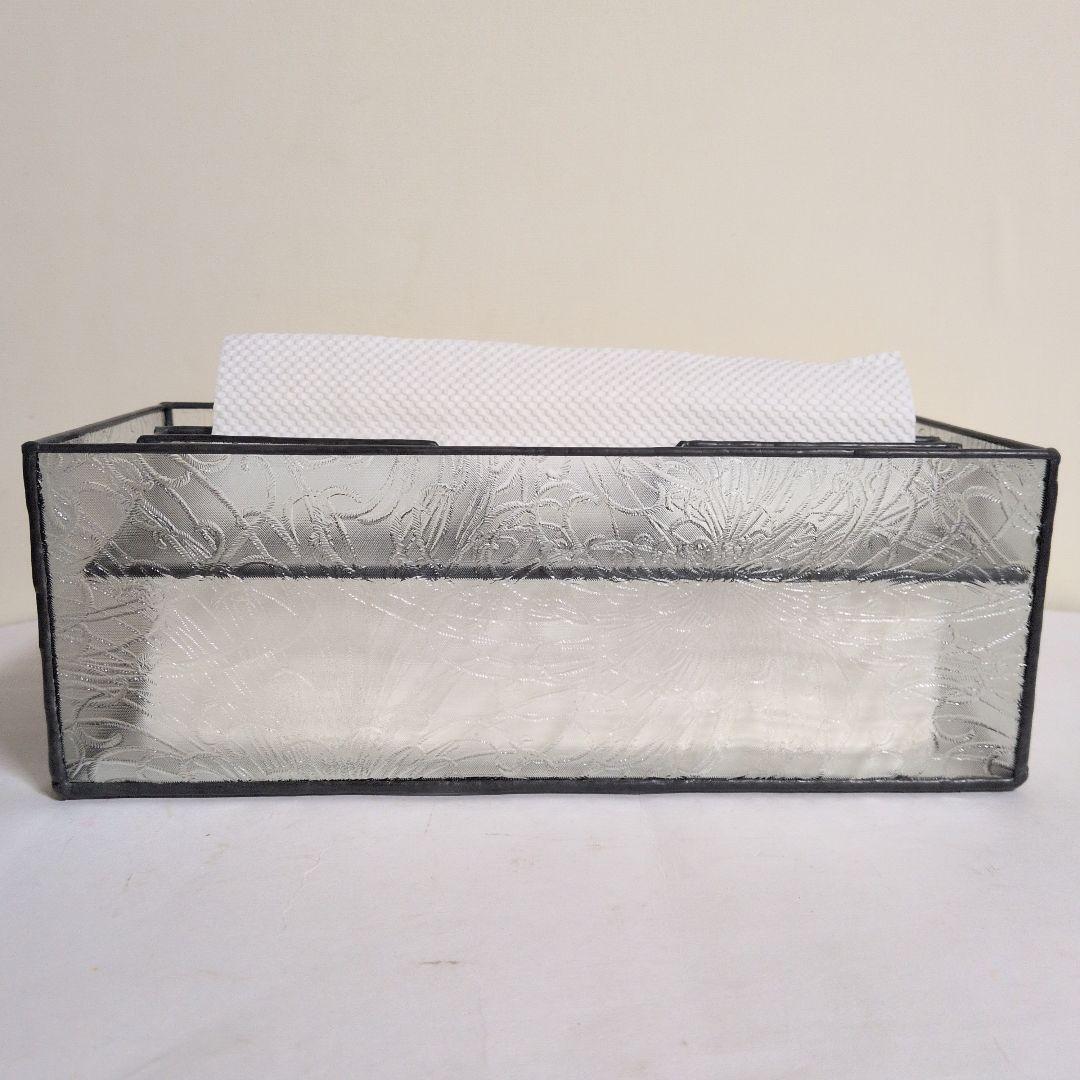 菊模様　レア　希少　ペーパータオルケース　ティッシュケース　昭和型板ガラス　昭和