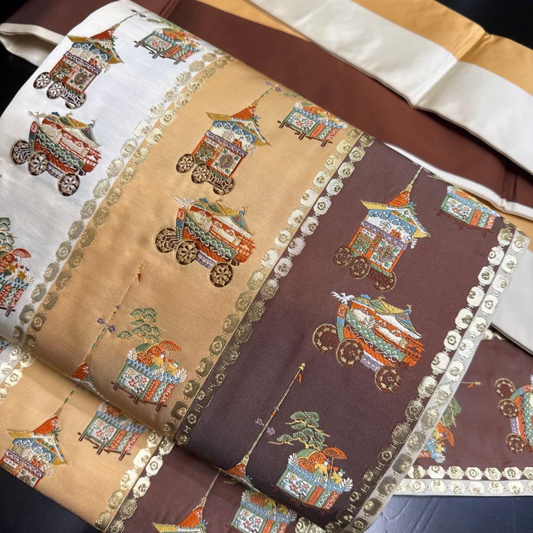 12-89 名古屋帯 九寸 美品 正絹 着物 名古屋仕立て