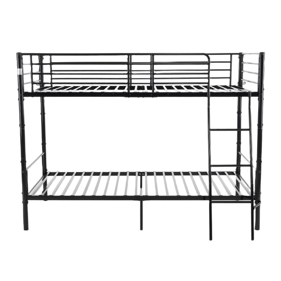 ロフトベッド シングルベッド パイプ 耐震 頑丈フレーム 大人ベッド【ブラック】