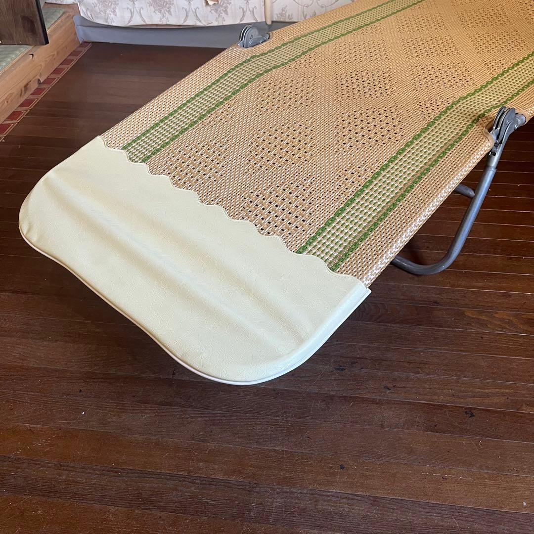 【アンティーク】昭和レトロ 籐 ラタンビーチチェア サマーベッド リクライニング