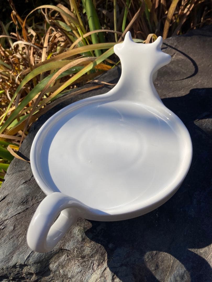 チーズ皿　ヨーロッパ製　牛型セラミック皿 白磁　ヴィンテージ