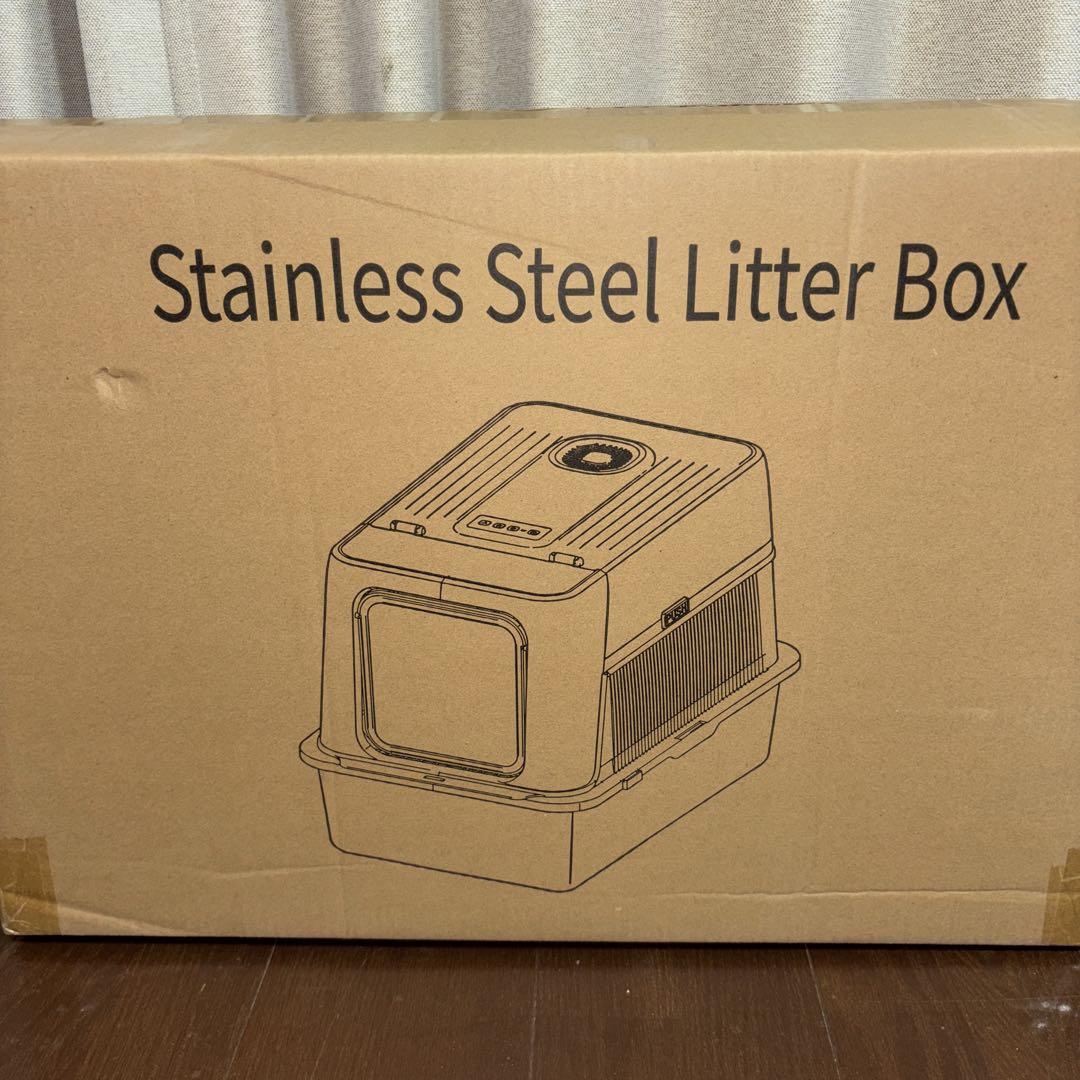 猫 トイレ 自動脱臭 大型 深型 猫砂ステンレス 自動空気清浄機能付き 洗える