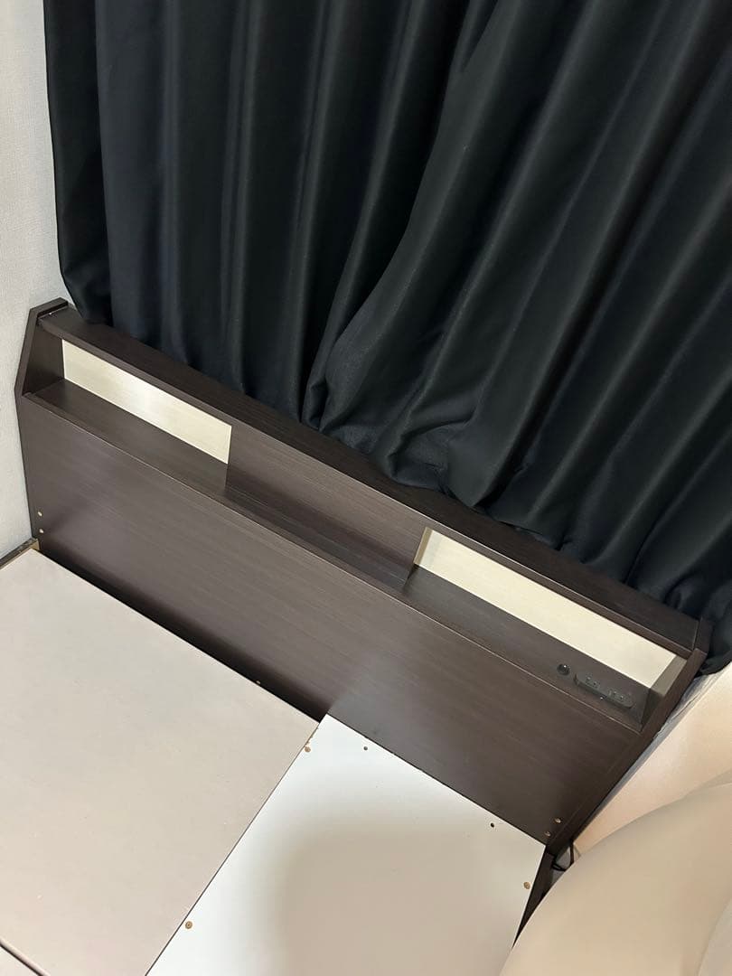 【たのメル便送料込】 ニトリ ベッドフレームダブル ダークブラウン アザン浅型