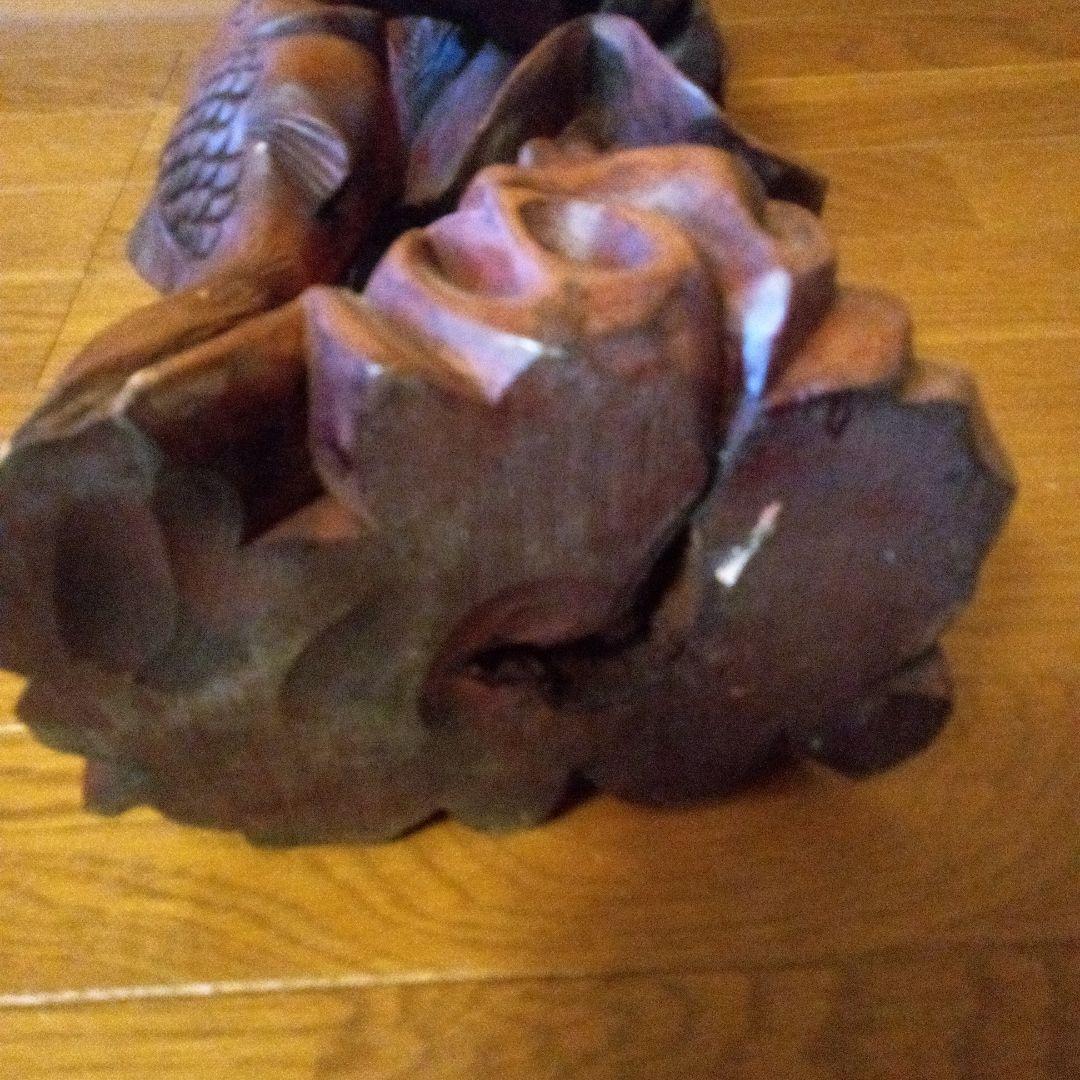 アンティーク木製老人像 大きな帽子と杖付き