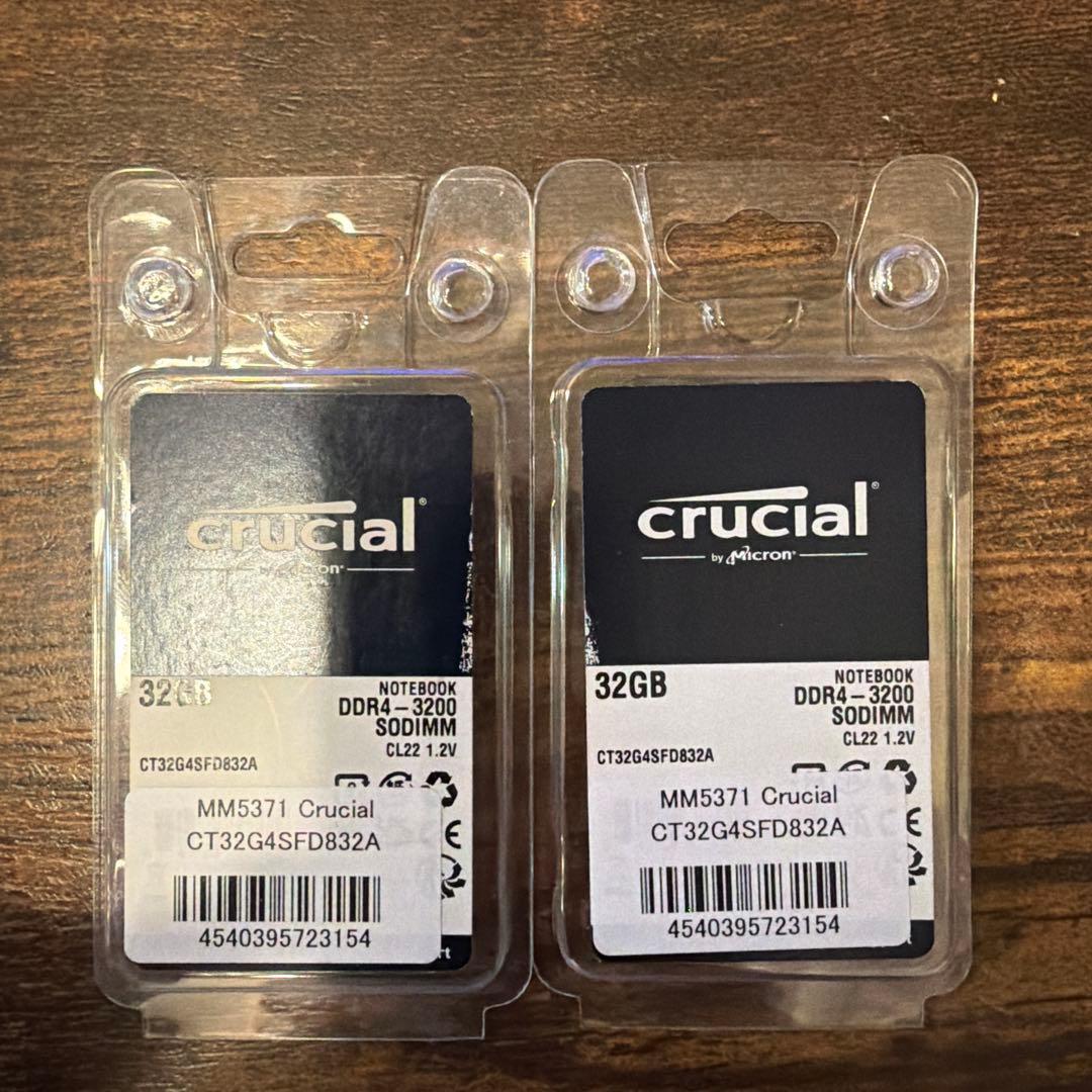 crucial 32GB×2枚 DDR4-3200 SODIMM