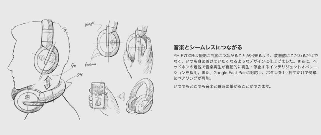 Yamaha YH-E700B ワイヤレスヘッドホン