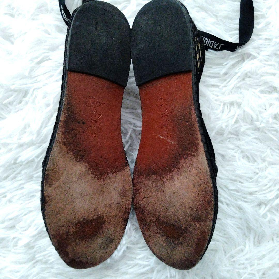 【美品】Dior ディオール リボンストラップ フラットシューズ 36