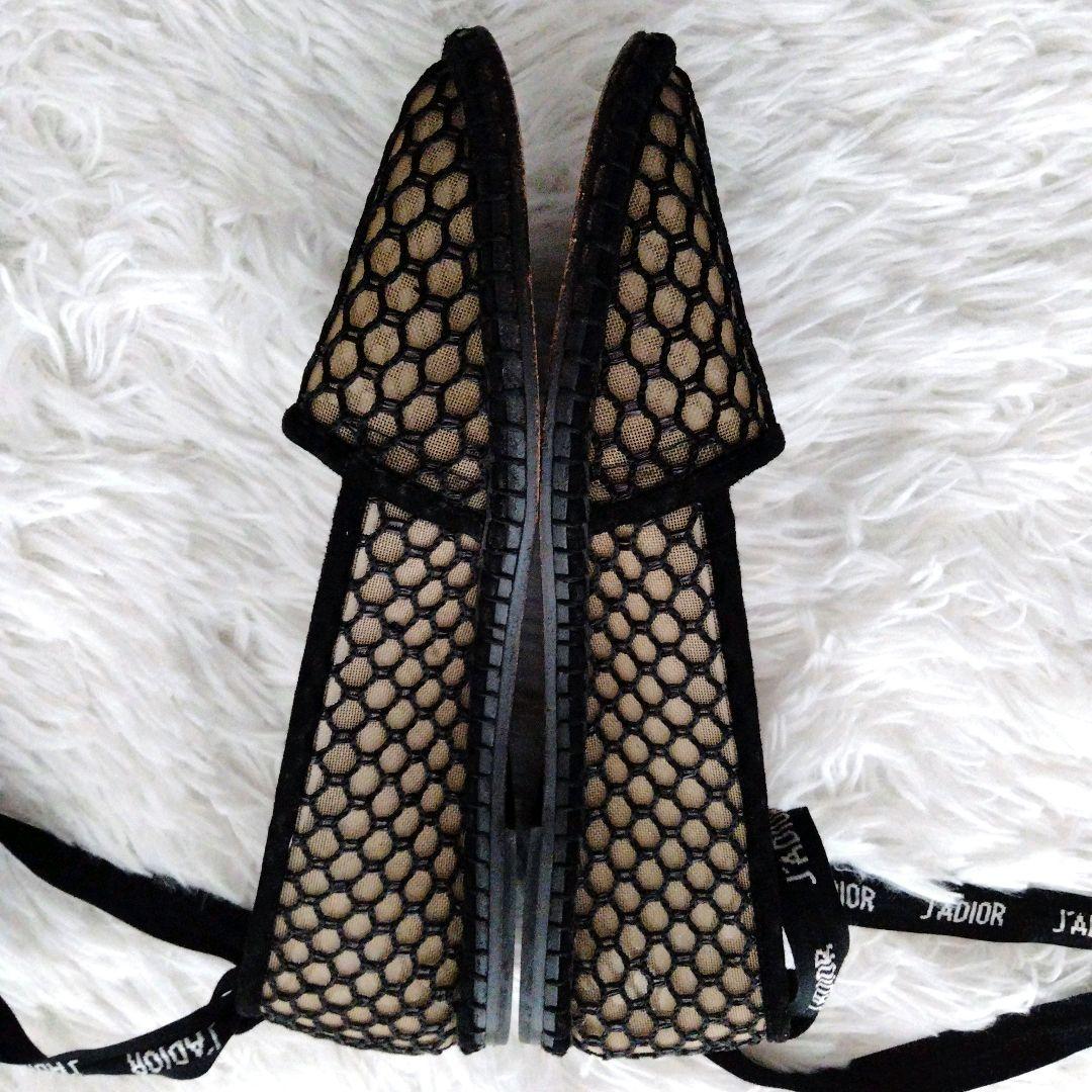 【美品】Dior ディオール リボンストラップ フラットシューズ 36
