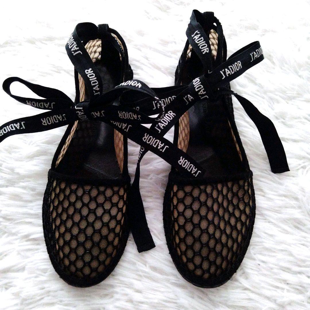 【美品】Dior ディオール リボンストラップ フラットシューズ 36