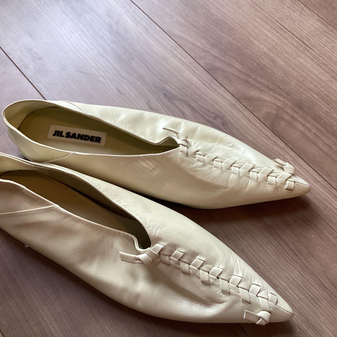 JIL SANDER アイボリー フラットシューズ 37