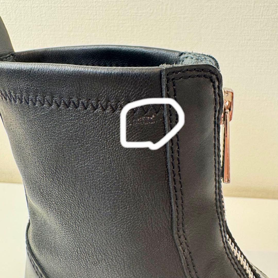 美品 スタッカート ショートブーツ 厚底 センタージップ 黒レザー