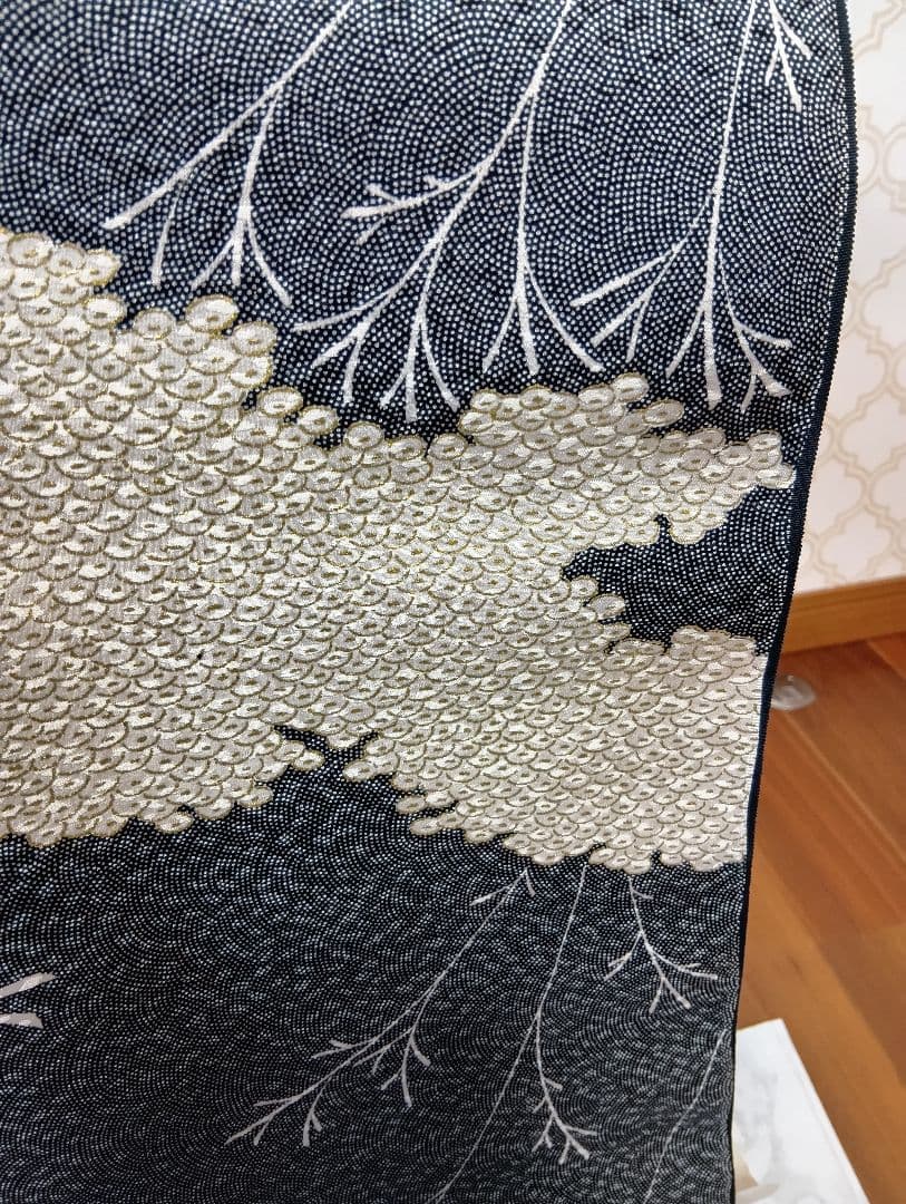 未使用品■特選江戸小紋　無形文化財古代保存型　浜ちりめん　正絹　反物 　105