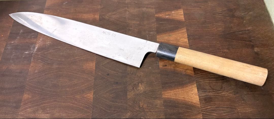 築地　有次　和　牛刀　270mm 9寸　ステンレス　全鋼　水牛柄　研ぎ済