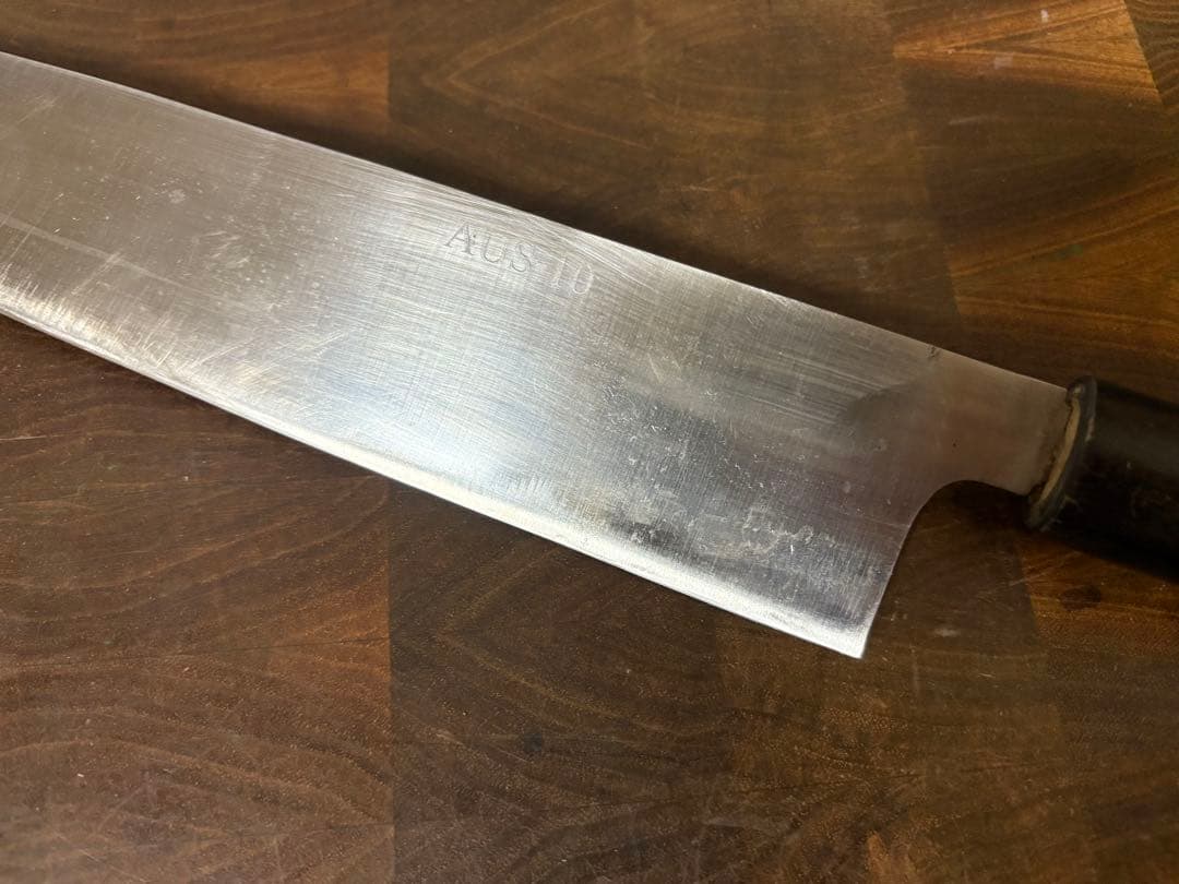 築地　有次　和　牛刀　270mm 9寸　ステンレス　全鋼　水牛柄　研ぎ済