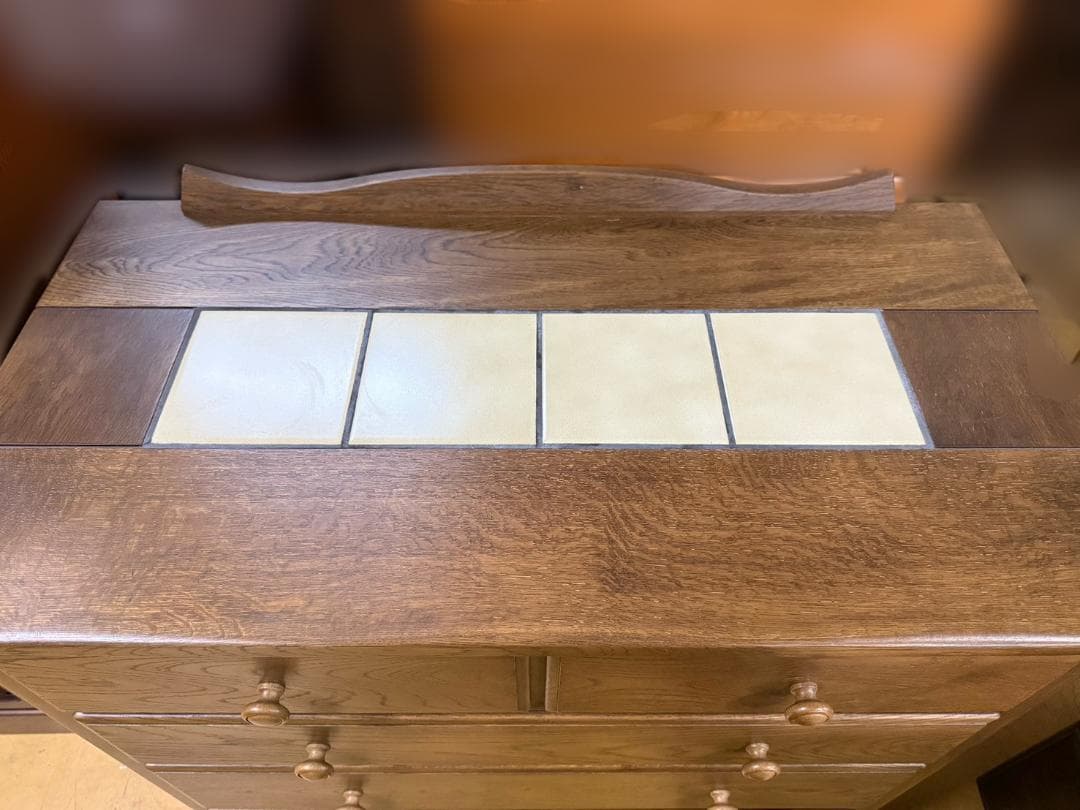 木製 タイル天板 4段チェスト