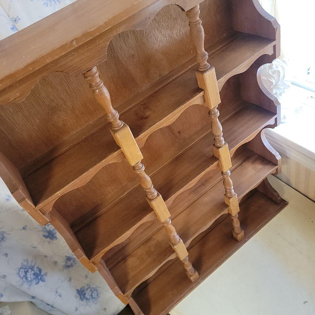 ナチュラルウッドの オープンシェルフ 　飾り棚　4段　アンティークレトロ