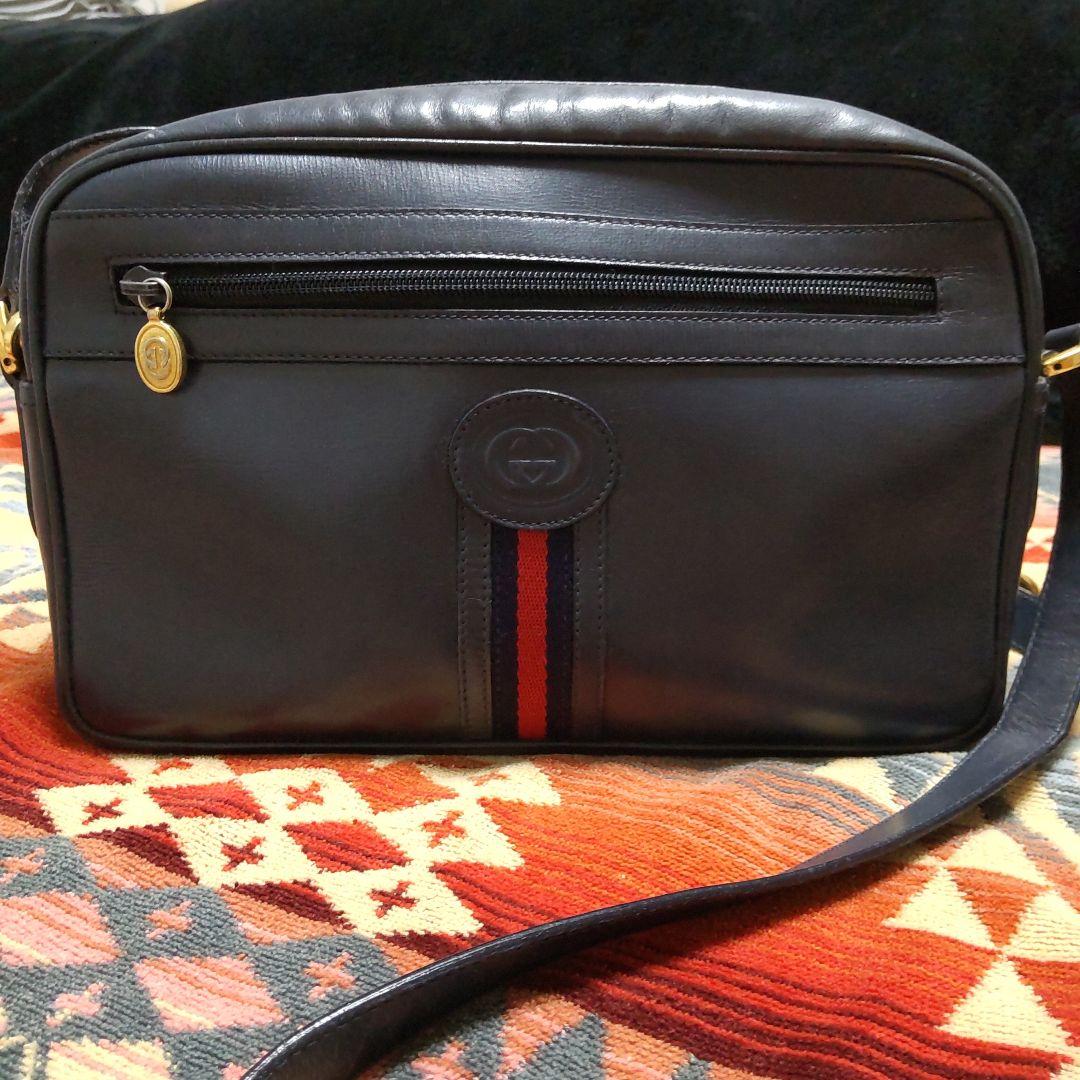 オールドGUCCI ネイビー ショルダーバッグ