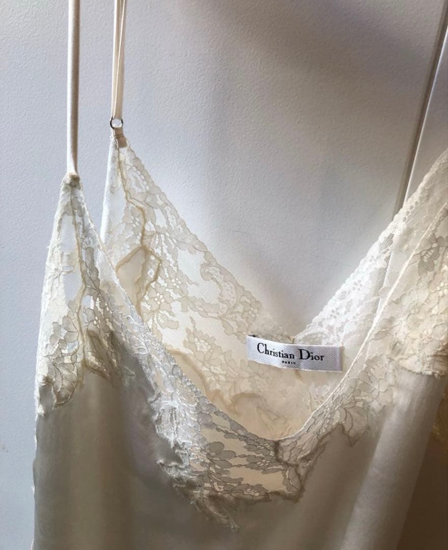 Christian Dior シルクレースキャミソール アイボリー 36